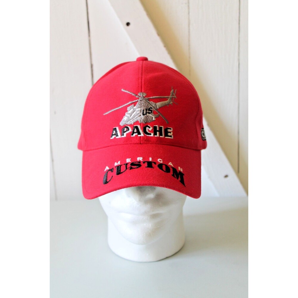 American Custom Embroidered US Army Apache Helicopter Hat One Size Red